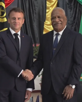Macron to ditch Noumea Accord for self-determination and introduce new statute for New Caledonia French President Emmanuel Macron with the New Caledonia territorial President Louis Mapou
