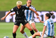 New Zealand’s Malia Steinmetz in action against Argentina