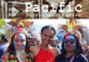 Pacific women show off the colours of the Morning Star flag of West Papuan "independence" at MACFEST2023