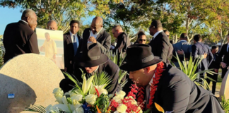 Mourners pay their respects at the wake for PNG businessman Sir Kostas Constantinou