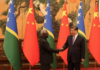 Solomon Islands PM Manasseh Sogavare meeting with Chinese President Xi Jinping . . . under fire for lack of transparency over nine deals