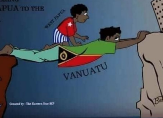 An Eastern Star cartoon paying tribute to Vanuatu's support for West Papua