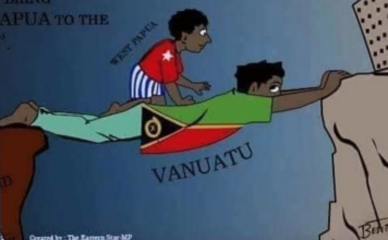 An Eastern Star cartoon paying tribute to Vanuatu's support for West Papua