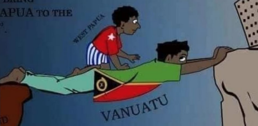 An Eastern Star cartoon paying tribute to Vanuatu's support for West Papua