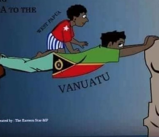 An Eastern Star cartoon paying tribute to Vanuatu's support for West Papua