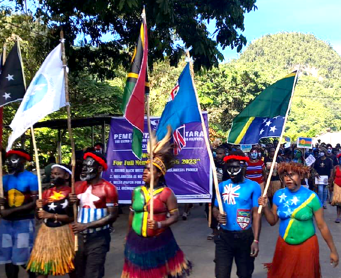 Papuans march in solidarity for United Liberation Movement for West Papua (ULMWP) becoming a full member of the Melanesian Spearhead Group