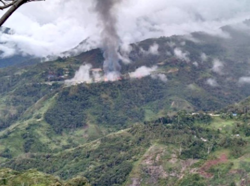 A Ngalum Kupel village under aerial bombardment attacked by Indonesian forces on 12 October 2021