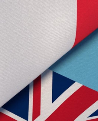 The French and Fiji flags