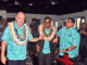 FIFA president Gianni Infantino (from left) with Deputy Prime Minister Professor Biman Prasad and Fiji Football Association president Rajesh Patel