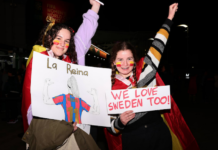 Fans at the FIFA World Football Cup semifinal match between Spain and Sweden at Auckland's Eden Park last night