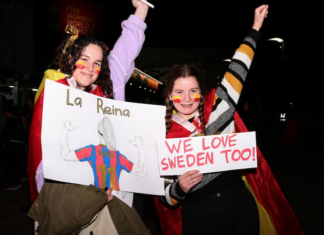 Fans at the FIFA World Football Cup semifinal match between Spain and Sweden at Auckland's Eden Park last night