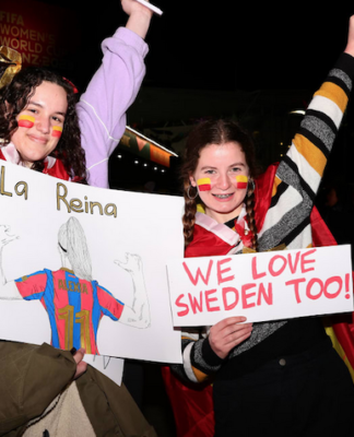 Fans at the FIFA World Football Cup semifinal match between Spain and Sweden at Auckland's Eden Park last night