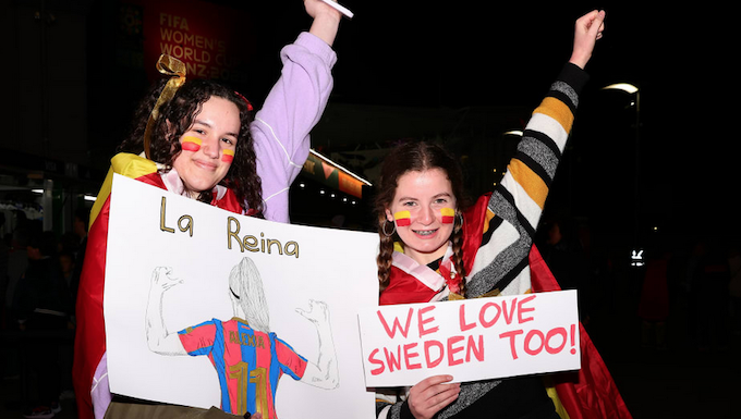 Fans at the FIFA World Football Cup semifinal match between Spain and Sweden at Auckland's Eden Park last night