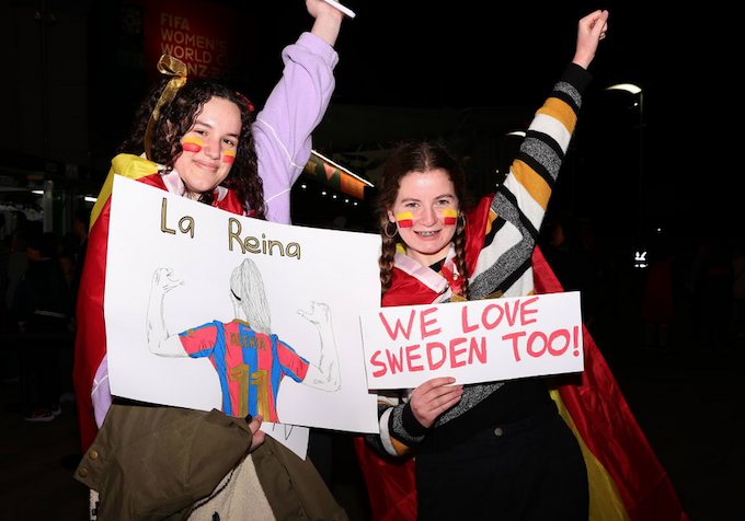 Fans at the FIFA World Football Cup semifinal match between Spain and Sweden at Auckland's Eden Park last night
