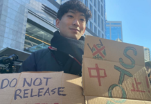 Protesters against the Fukushima wastewater dump in Aiuckland yesterday