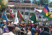 A big gathering of West Papuans in support of full West Papuan membership of the MSG took place peacefully this afternoon in the capital Jayapura