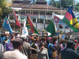 A big gathering of West Papuans in support of full West Papuan membership of the MSG took place peacefully this afternoon in the capital Jayapura