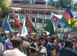 A big gathering of West Papuans in support of full West Papuan membership of the MSG took place peacefully this afternoon in the capital Jayapura