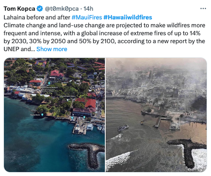 Historic Lāhainā, capital of the former kingdom of Hawai'i, before and after the wildfires struck