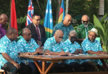 The Melanesian Spearhead Group pact signing in Port Vila yesterday