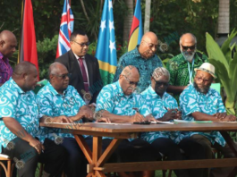 The Melanesian Spearhead Group pact signing in Port Vila yesterday