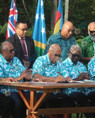 The Melanesian Spearhead Group pact signing in Port Vila yesterday