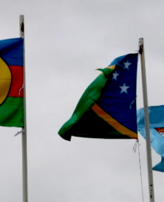 Flying high for Melanesia . . . the Kanaky New Caledonia flag