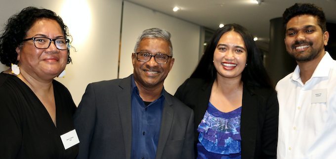 RNZ Pacific manager Moera Tuilaepa-Taylor (from left) with Sri Krishnamurthi