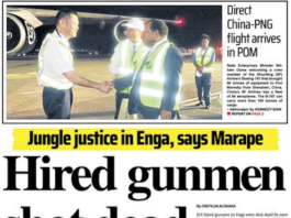Today's front page of the PNG National newspaper covering the Engan tribal fighting 220823