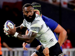 Flying Fijian captain Semi Radradra looks for support against France