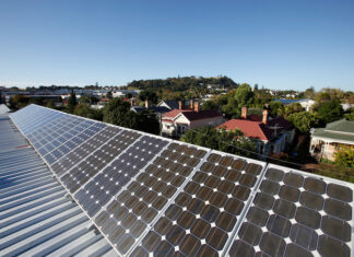 Solar panels on the rooftop of the Greenpeace Aotearoa office