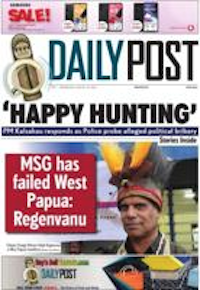 Today's Vanuatu Daily Post front page featuring Minister Ralph Regenvanu's condemnation of the MSG
