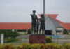 A statue at the entrance to Vanuatu's Parliament