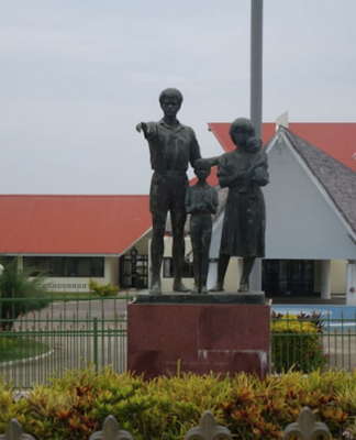 A statue at the entrance to Vanuatu's Parliament