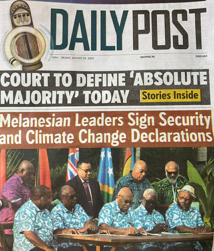 Vanuatu's two biggest stories today as presented by the Vanuatu Daily Post this morning