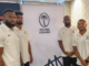 Flying Fijians players at the team announcement in Bordeaux