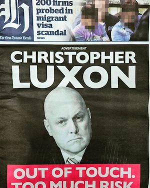 The New Zealand Herald front page Christopher Luxon ad 