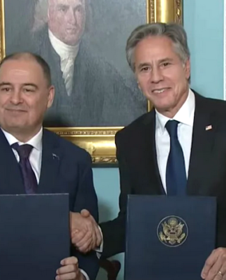 US Secretary of State Antony J. Blinken with Cook Islands Prime Minister Mark Brown