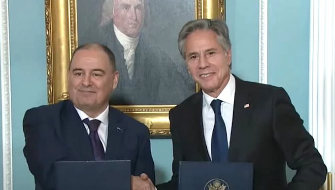 US Secretary of State Antony J. Blinken with Cook Islands Prime Minister Mark Brown
