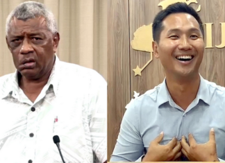 Fiji Immigration Minister Pio Tikoduadua (left) and Grace Road group Fiji president Daniel Kim