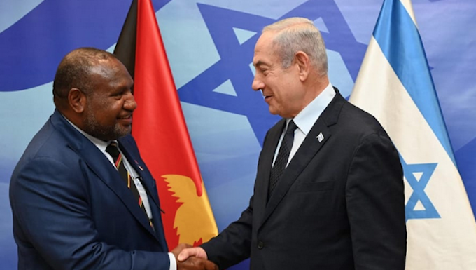 Palestine furious at PNG Prime Minister opening embassy in Jerusalem PNG Prime Minister James Marape (left) greets Israeli Prime Minister Benjamin Netanyahu in Jerusalem