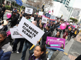 Protesters march to Parliament today in a demonstration organised by a diverse range of New Zealand groups