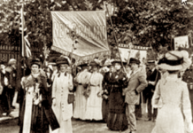 NZ women suffragettes marching in 1893