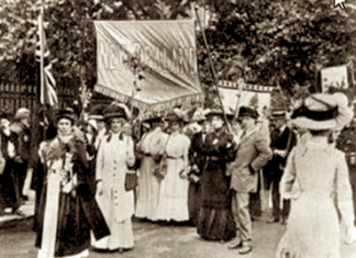 NZ women suffragettes marching in 1893