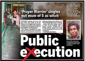 Today's PNG Post-Courier front page report on the latest sorcery allegation-related killing