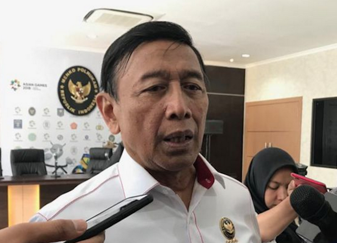 Indonesian Security Minister Wiranto speaks to journalists in Jakarta