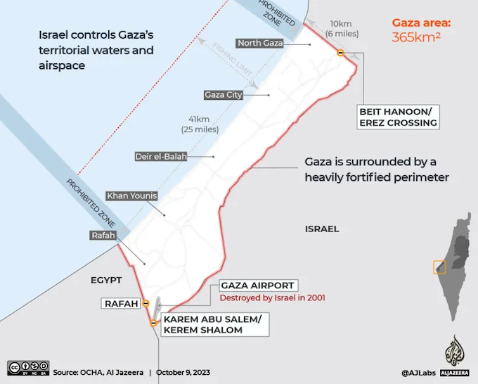 Gaza Strip . . . about 2.3 million people have been living trapped under an Israeli air, land and sea blockade since 2007