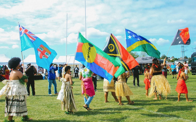 The five Melanesian nations parade their flags