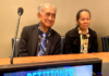 Veteran Tahitian independence leader Oscar Temaru with his wife Marie at the UN