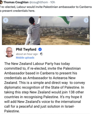If re-elected, Labour would invite the Palestinian Ambassador